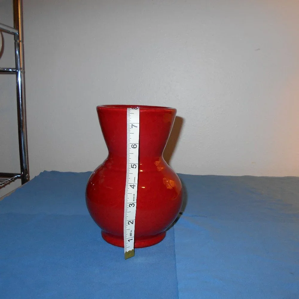 Crate and Barrel - Ceramic Vase Red Cerise - Pottery 8